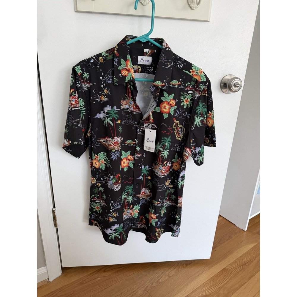 NWT Euow Men's Hawaiian Short, Sleeved‎ Shirt